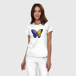 Пижама хлопковая женская Бабочка Босния и Герцеговина, цвет: белый — фото 2