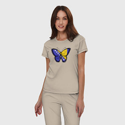 Пижама хлопковая женская Бабочка Босния и Герцеговина, цвет: миндальный — фото 2