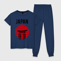 Пижама хлопковая женская Japan red sun, цвет: тёмно-синий