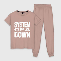 Пижама хлопковая женская SoD - System of a Down, цвет: пыльно-розовый