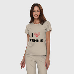 Пижама хлопковая женская I Love Tennis, цвет: миндальный — фото 2