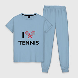 Пижама хлопковая женская I Love Tennis, цвет: мягкое небо