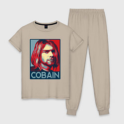Пижама хлопковая женская Nirvana - Kurt Cobain, цвет: миндальный