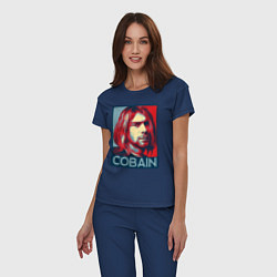 Пижама хлопковая женская Nirvana - Kurt Cobain, цвет: тёмно-синий — фото 2