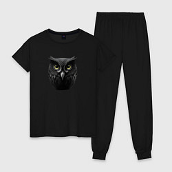 Пижама хлопковая женская Чёрная сова - нейросеть, цвет: черный