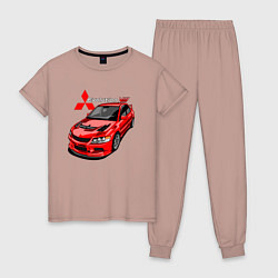 Пижама хлопковая женская Lancer Evolution 8, цвет: пыльно-розовый