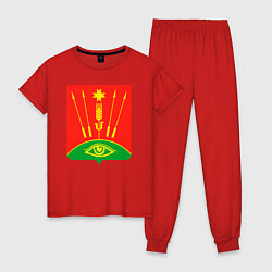 Пижама хлопковая женская Глазовский район, цвет: красный