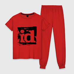 Пижама хлопковая женская ID software logo, цвет: красный