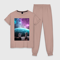 Пижама хлопковая женская Шаг в космосе, цвет: пыльно-розовый