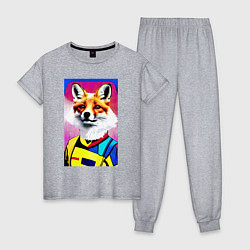 Пижама хлопковая женская Fox - pop art - fashionista, цвет: меланж