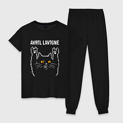 Пижама хлопковая женская Avril Lavigne rock cat, цвет: черный
