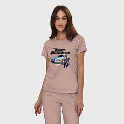 Пижама хлопковая женская Брайан ОКоннер Nissan Skyline R34, цвет: пыльно-розовый — фото 2