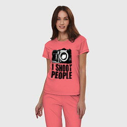 Пижама хлопковая женская Shoot photographer, цвет: коралловый — фото 2