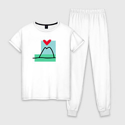 Пижама хлопковая женская Люблю горы и море, цвет: белый