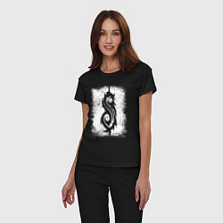 Пижама хлопковая женская Slipknot logo, цвет: черный — фото 2