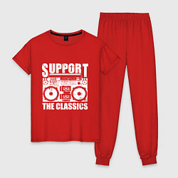 Пижама хлопковая женская Support the classic, цвет: красный