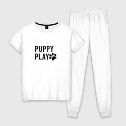 Пижама хлопковая женская Puppy Play, цвет: белый