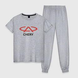 Пижама хлопковая женская Chery Logo, цвет: меланж