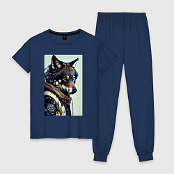Пижама хлопковая женская Матёрый модный волчара, цвет: тёмно-синий