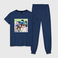 Пижама хлопковая женская Stray Kids вместе, цвет: тёмно-синий