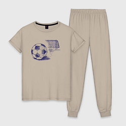 Пижама хлопковая женская Футбольчик, цвет: миндальный
