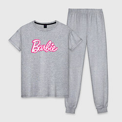 Пижама хлопковая женская Барби Фильм Логотип, цвет: меланж
