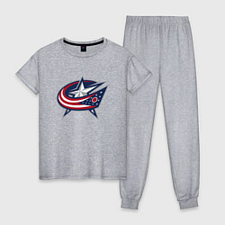 Пижама хлопковая женская Columbus blue jackets - hockey team - emblem, цвет: меланж