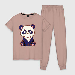 Пижама хлопковая женская Милашка панда, цвет: пыльно-розовый