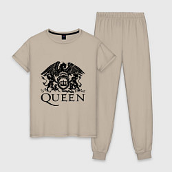Пижама хлопковая женская Queen - logo, цвет: миндальный