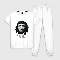 Пижама хлопковая женская Че Гевара черно белое, цвет: белый