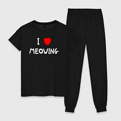 Пижама хлопковая женская I love meowing, цвет: черный