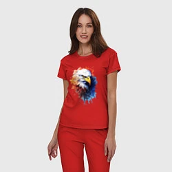 Пижама хлопковая женская Граффити с орлом, цвет: красный — фото 2