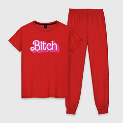Пижама хлопковая женская Барби стиль, цвет: красный