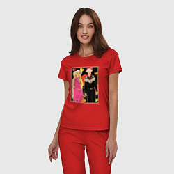 Пижама хлопковая женская Ковбои Барби и Кен, цвет: красный — фото 2