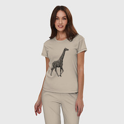 Пижама хлопковая женская Жираф гуляет, цвет: миндальный — фото 2