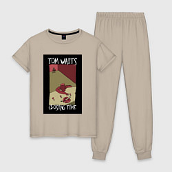 Пижама хлопковая женская Tom Waits - Closing Time, цвет: миндальный