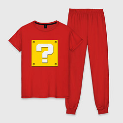 Пижама хлопковая женская Марио кубик вопросительный, цвет: красный