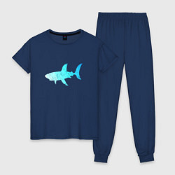 Пижама хлопковая женская Акула лазурный градиент цвета моря, цвет: тёмно-синий