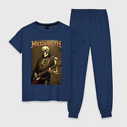 Пижама хлопковая женская Megadeth - skeleton - heavy metal, цвет: тёмно-синий