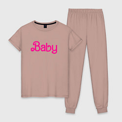 Пижама хлопковая женская Ребенок Барби, цвет: пыльно-розовый