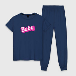 Пижама хлопковая женская Baby: pink barbie style, цвет: тёмно-синий