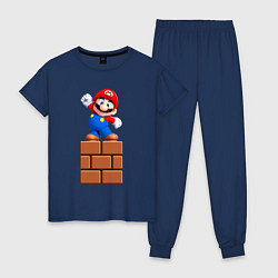 Пижама хлопковая женская Маленький Марио, цвет: тёмно-синий