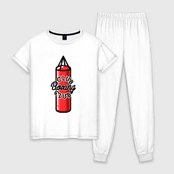 Пижама хлопковая женская Боксерский клуб, цвет: белый