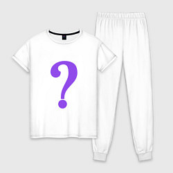 Пижама хлопковая женская Вопросительный знак, цвет: белый