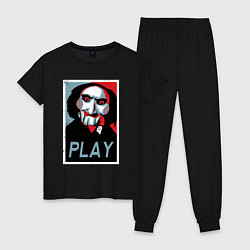 Пижама хлопковая женская Play saw, цвет: черный