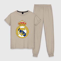 Пижама хлопковая женская Real madrid fc sport, цвет: миндальный