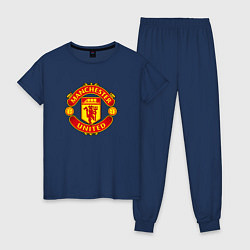 Пижама хлопковая женская Манчестер Юнайтед фк спорт, цвет: тёмно-синий