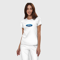 Пижама хлопковая женская Ford usa auto brend, цвет: белый — фото 2