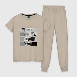 Пижама хлопковая женская Depeche Mode - Your World In My Eyes, цвет: миндальный