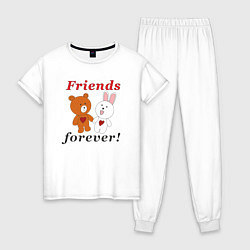 Пижама хлопковая женская Friends forever, цвет: белый